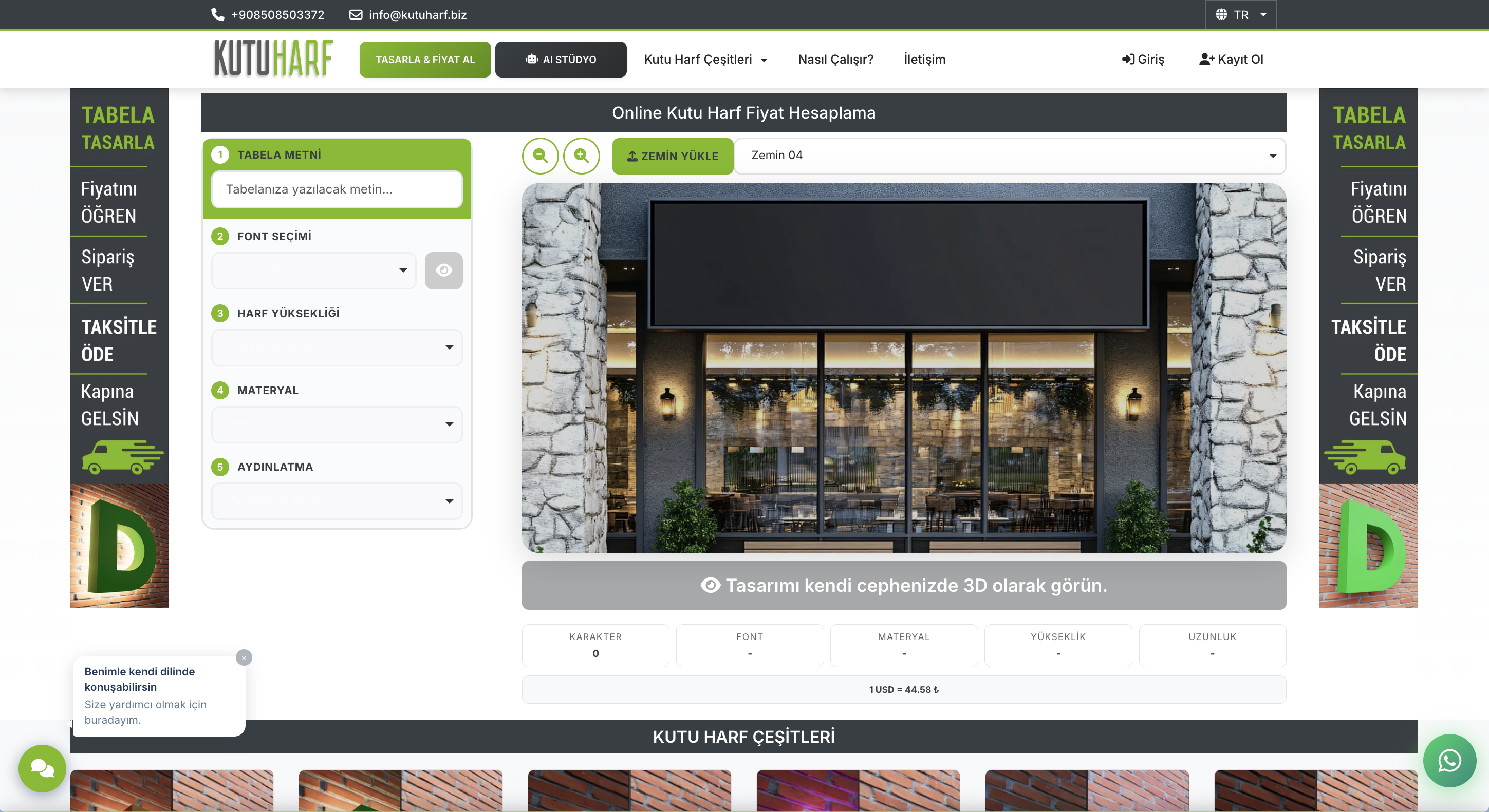  AI Destekli Online Kutu Harf Tasarım ve Sipariş Platformu